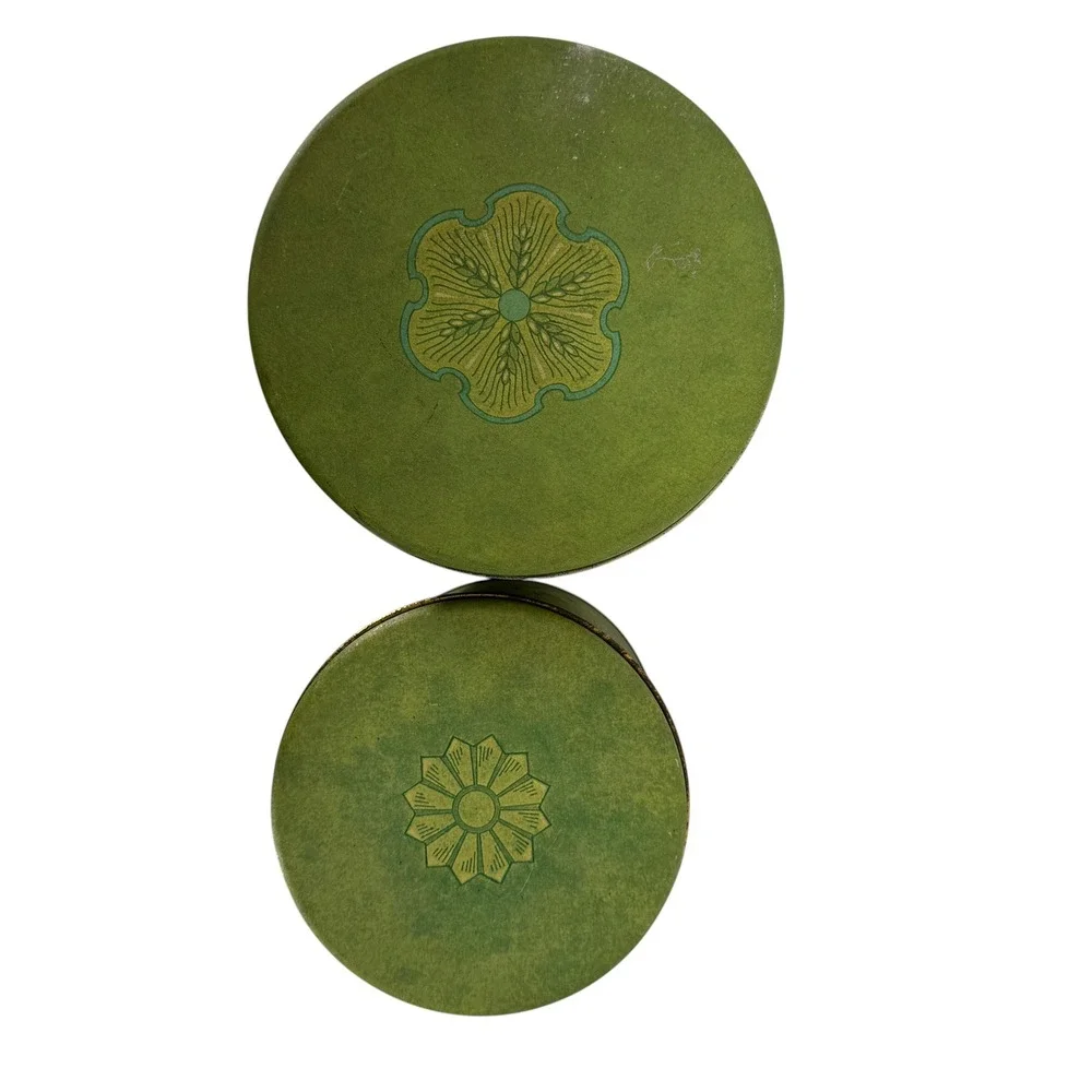Vintage Ballonoff Flour Sugar Tin Canister Set Green Retro Farmhouse 2 Piece USA